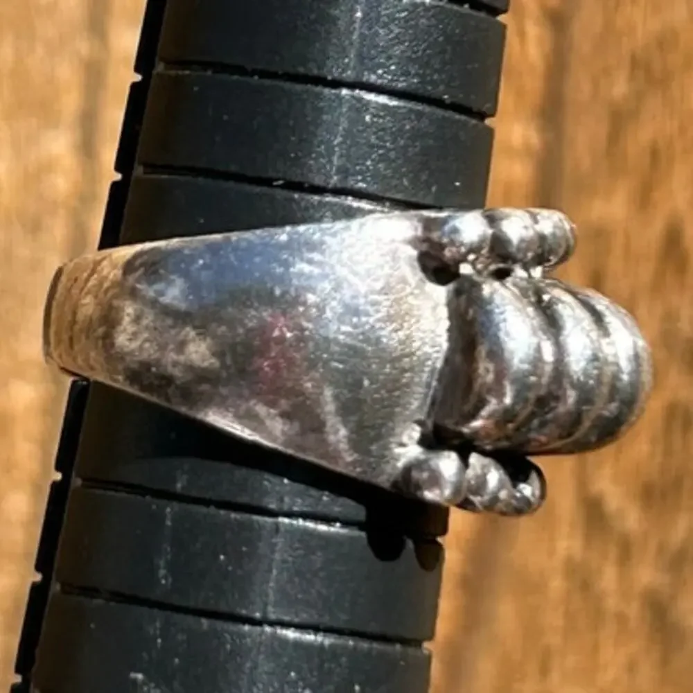 Vintage Solid Silver Modernist Dome Ring Size 7 3/4